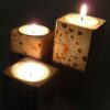 Solid Wooden Cube Tealight Holder Set of 3 / Hope