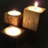 Solid Wooden Cube Tealight Holder Set of 3 / Never Give Up