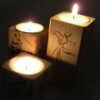 Persian Solid Wooden Cube Tealight Holder Set of 3 / Raghs Sama
