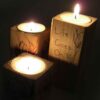 Solid Wooden Cube Tealight Holder Set of 3 / Rose