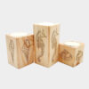 Solid Wooden Cube Tealight Holder Set of 3 / Shell