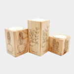 Solid Wooden Cube Tealight Holder Set of 3 / Vase