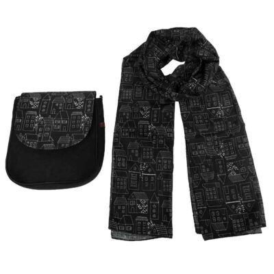Bohemian Crossbody Shoulder Bag & Shawl Set with Cottage Theme
