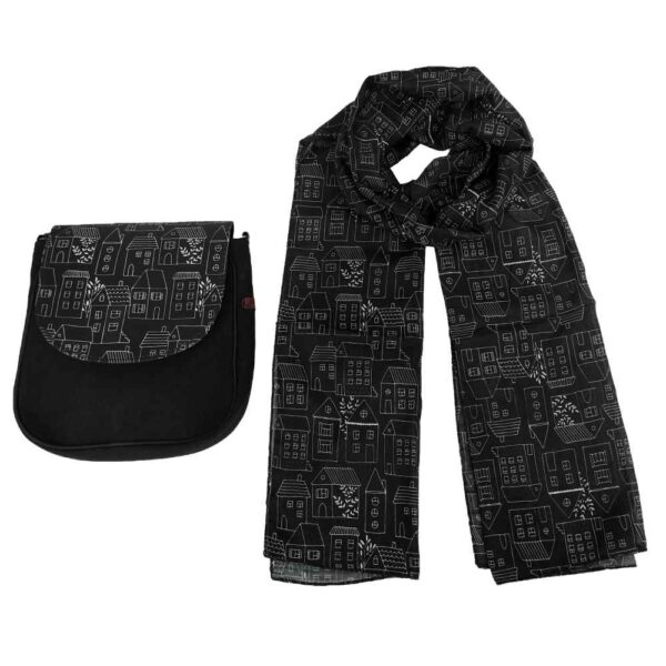 Bohemian Crossbody Shoulder Bag & Shawl Set with Cottage Theme