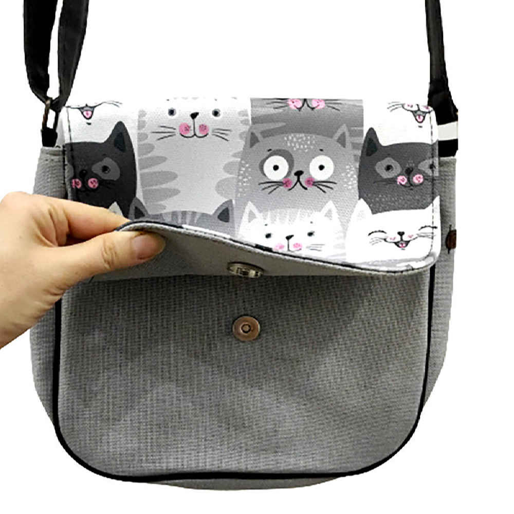 Bohemian Crossbody Shoulder Bag & Shawl Set with Cute Cat Pattern
