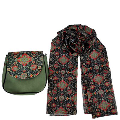 Bohemian Crossbody Shoulder Bag & Shawl Set with Eslimi Pattern
