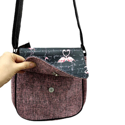Bohemian Crossbody Shoulder Bag & Shawl Set with Flamingo Design