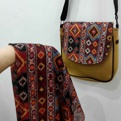 Bohemian Crossbody Shoulder Bag & Shawl Set with Jajim Pattern