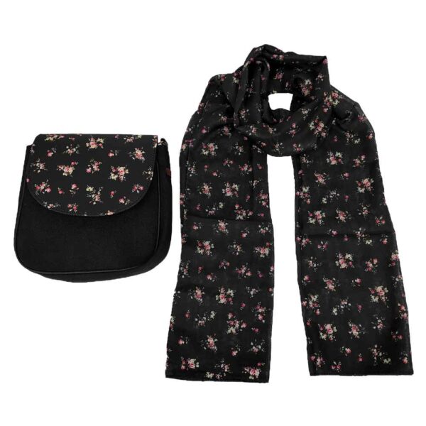 Bohemian Crossbody Shoulder Bag & Shawl Set with Rose Design