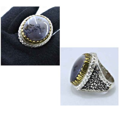 Persian Dendritic Agate Shajar Silver Ring for Men Arta