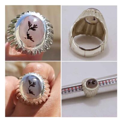 Persian Dendritic Agate Shajar Silver Ring for Men Arya