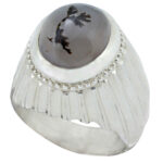 Persian Dendritic Agate Shajar Silver Ring for Men Arya