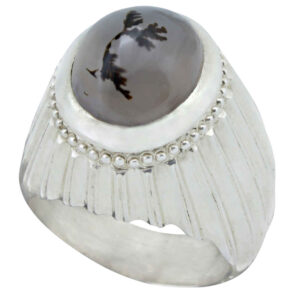 Shajar Agate Men’s Silver Ring Model Arya