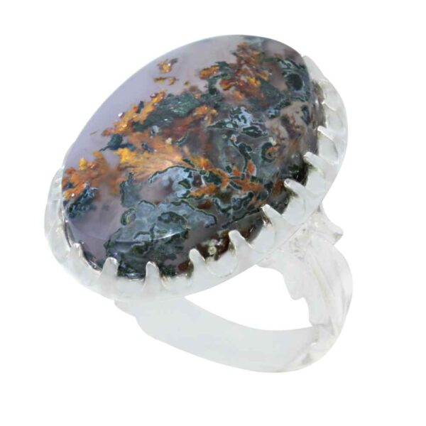 Persian Dendritic Agate Shajar Silver Ring for Men Mahsan