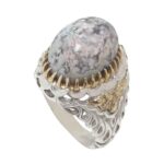Persian Dendritic Agate Shajar Silver Ring for Men Natural