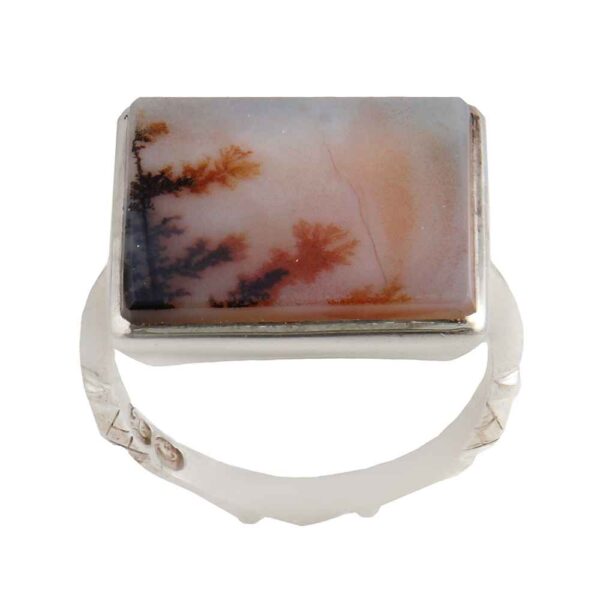 Persian Dendritic Agate Shajar Silver Ring for Men Rambod