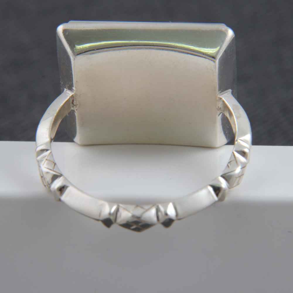 Persian Dendritic Agate Shajar Silver Ring for Men Rambod