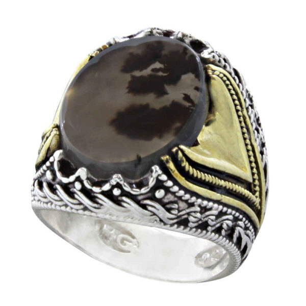Persian Dendritic Agate Shajar Silver Ring for Men Salar