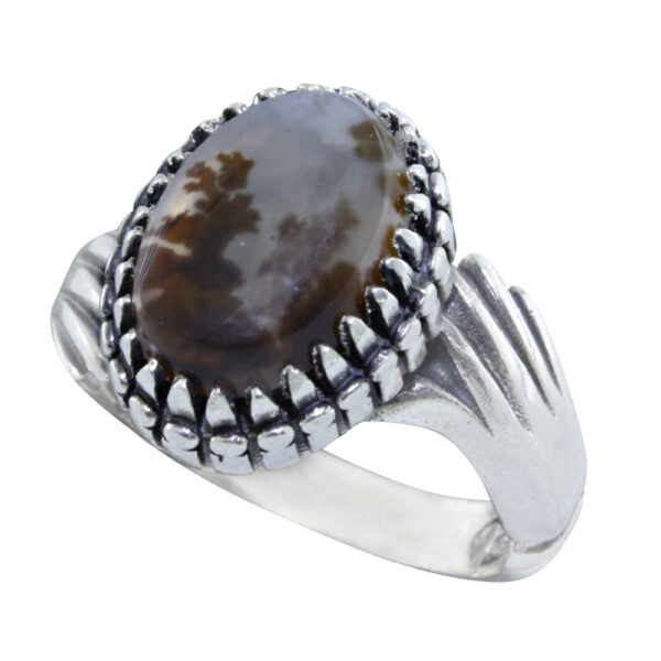 Persian Dendritic Agate Shajar Silver Ring for Men Sooren