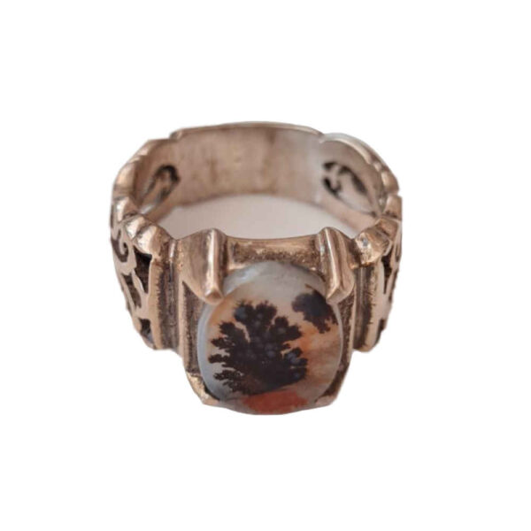Persian Dendritic Agate Shajar Silver Ring for Men Taha