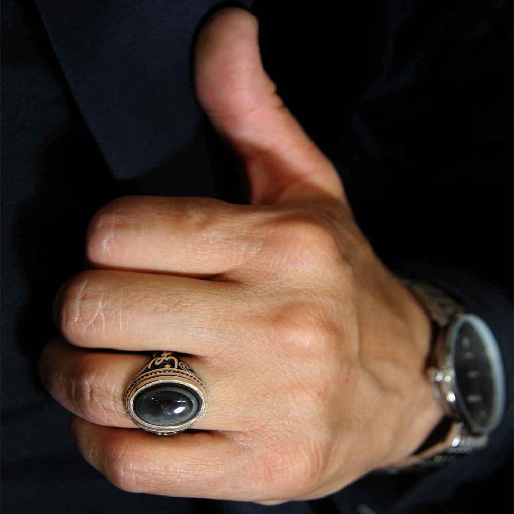Persian Sulemani Hakik Silver Ring for Men Hooman