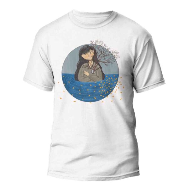 Autumn Art T-Shirt – Model Khazan | White Nature-Inspired Tee