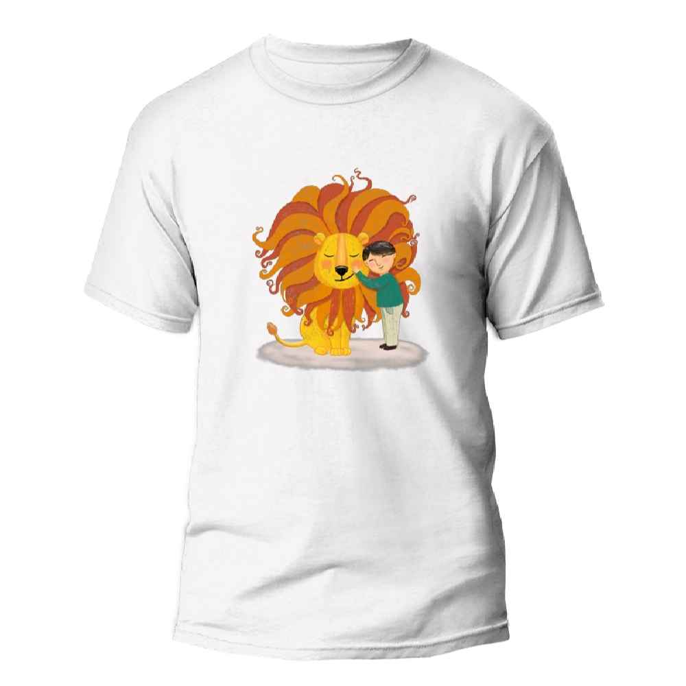 White T-Shirt Model Lion