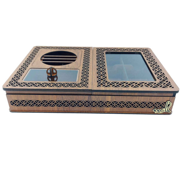 Elegant Wooden Tea Organizer with Integrated Warmer