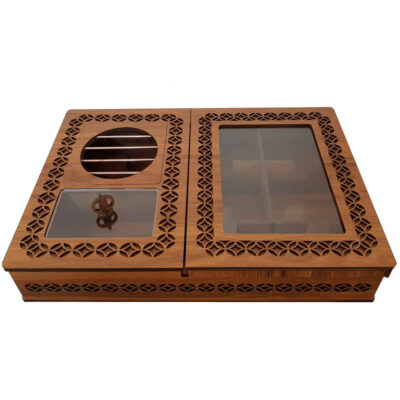 Wooden Tea Bag Organizer Box with Warmer Arnika