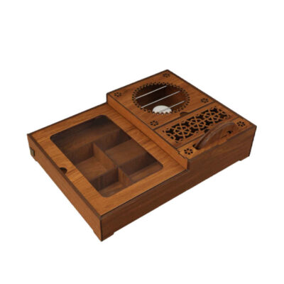 Wooden Tea Bag Organizer Box with Warmer Mahdis