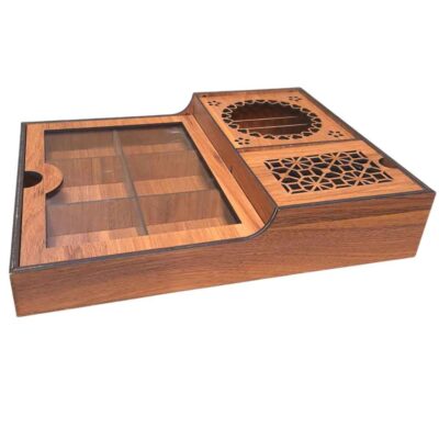 Wooden Tea Bag Organizer Box with Warmer Maneli