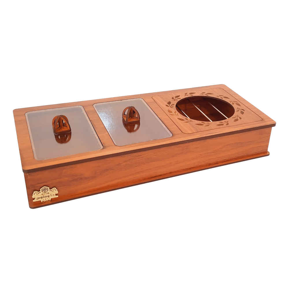 Wooden Tea Bag Organizer Box with Warmer Narges