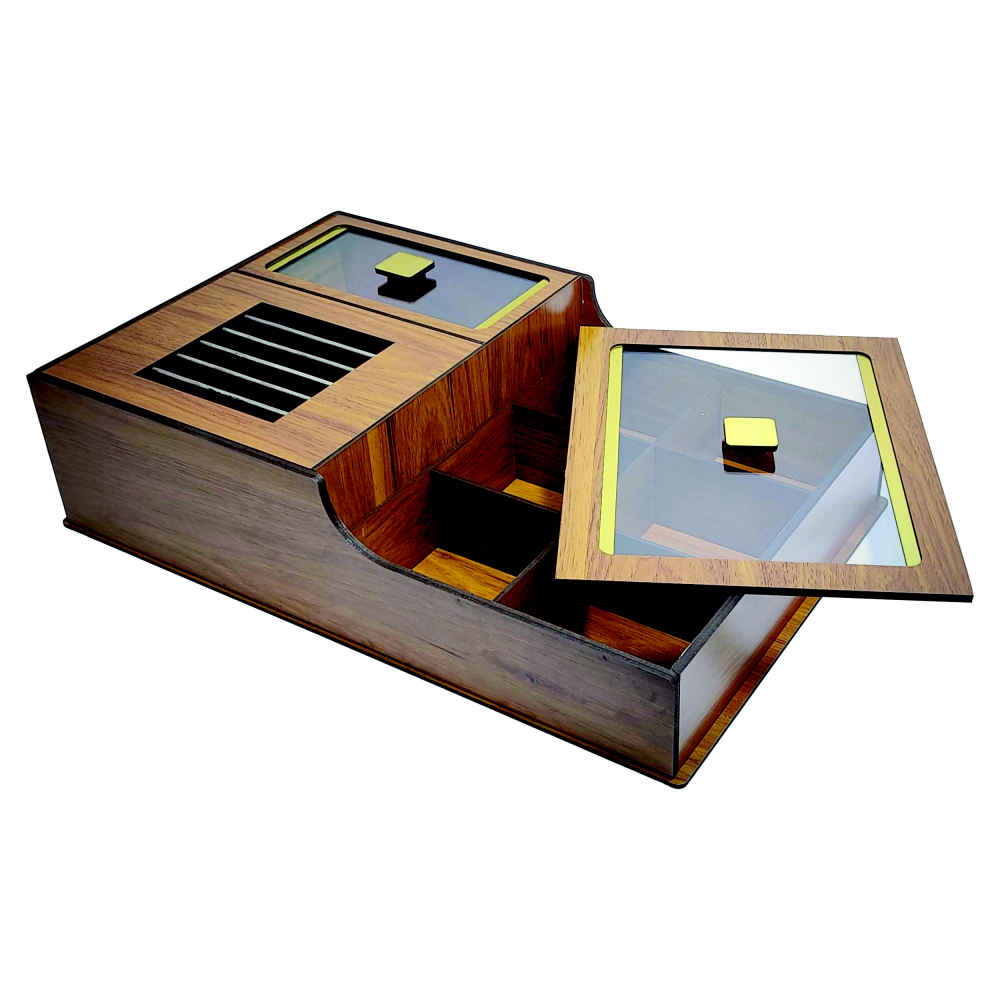 Handcrafted Tea Organizer Featuring Built-In Warmer