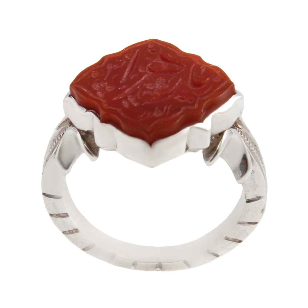 Islamic Shia Ya Aba Abdillah Agate Men's Silver Ring - ShopiPersia