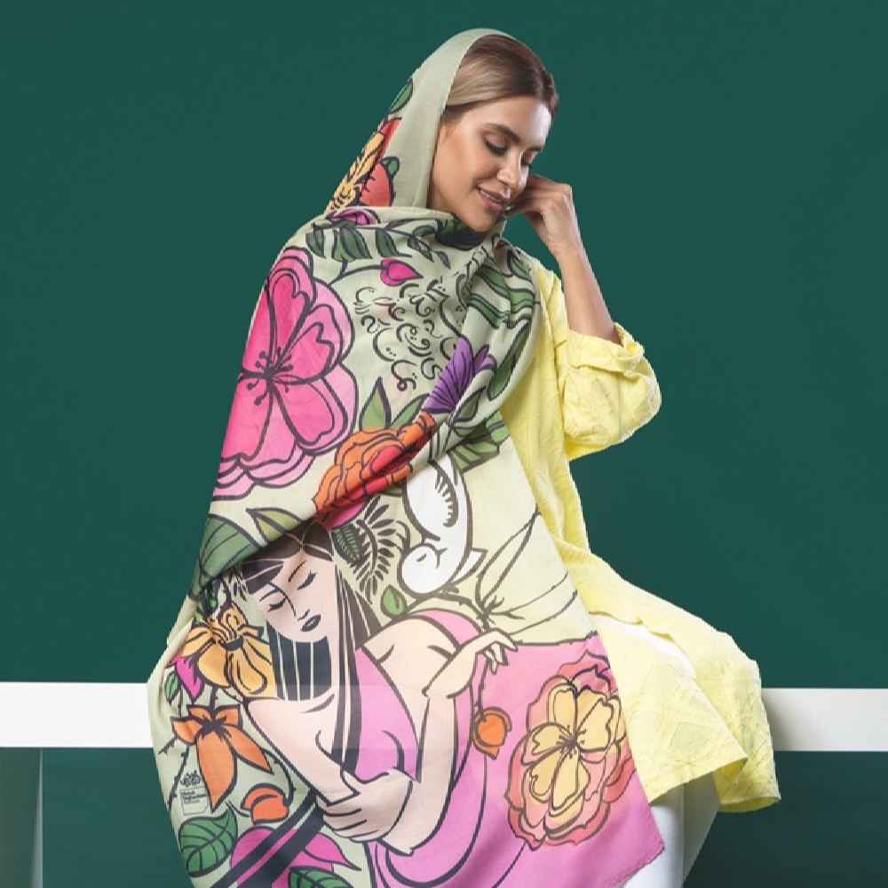 Persian Printed Shawl Artistic & Lightweight Nafas