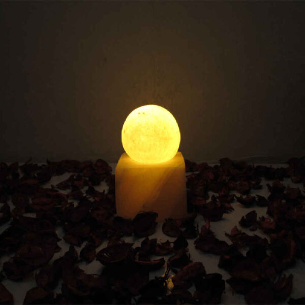 Real Persian Globe Salt Lamp Handcrafted with Cube Base ShopiPersia