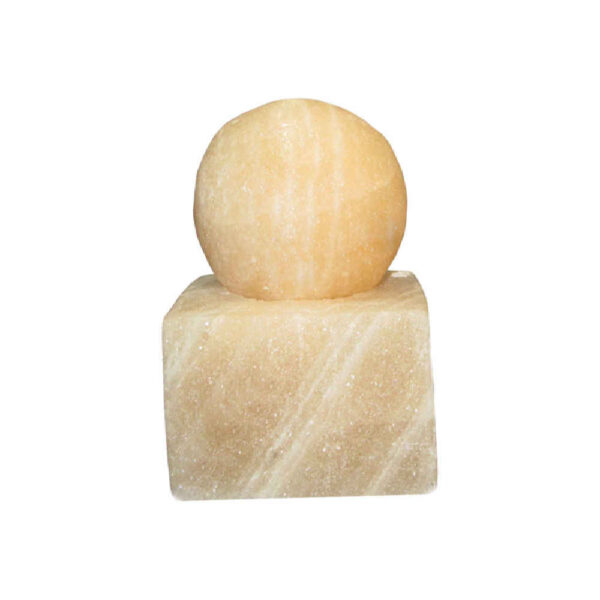 Persian Globe Salt Lamp - Handcrafted Design with Cube Base
