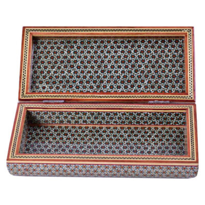 Handcrafted Wooden Jewelry Box with Persian Khatam Design – Borna