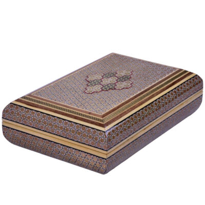 Handcrafted Wooden Jewelry Box with Persian Khatam Design – Nafis