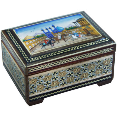 Handcrafted Wooden Jewelry Box with Persian Khatam Design – Naghsh Jahan