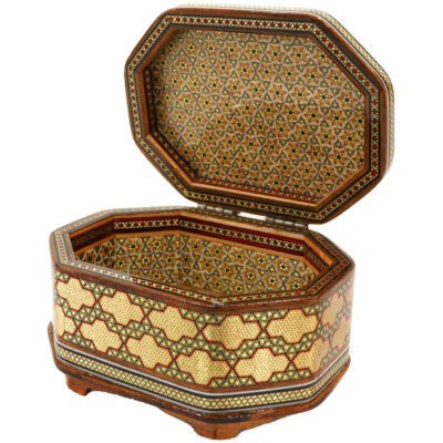 Handcrafted Wooden Jewelry Box with Persian Khatam Design – Pegah
