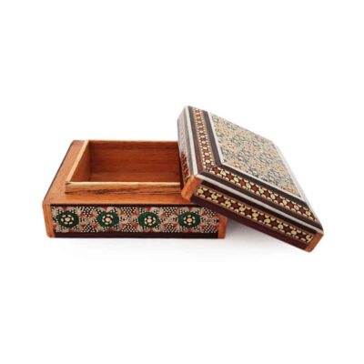Handcrafted Wooden Jewelry Box with Persian Khatam Design – Royal