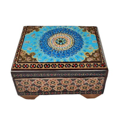 Handcrafted Wooden Jewelry Box with Persian Khatam Design – Soraya
