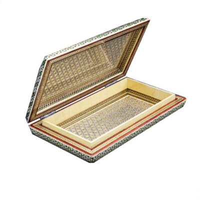 Handcrafted Wooden Jewelry Box with Persian Khatam Design – Zhila