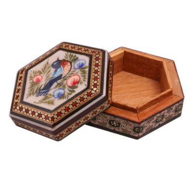 Handcrafted Wooden Jewelry Box with Persian Khatam Design – Azadeh