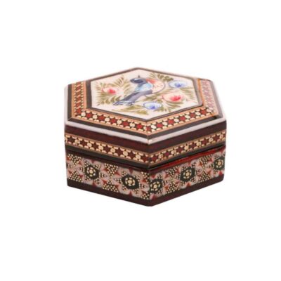 Handcrafted Wooden Jewelry Box with Persian Khatam Design – Azadeh