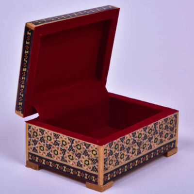 Handcrafted Wooden Jewelry Box with Persian Khatam Design – Parnia