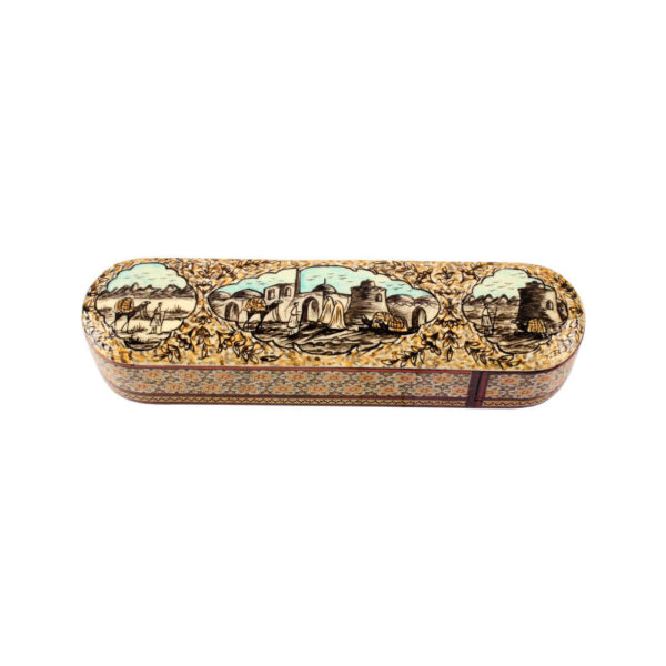 Wooden Pencil Box Handcrafted with Persian Khatamkari Art Ahura