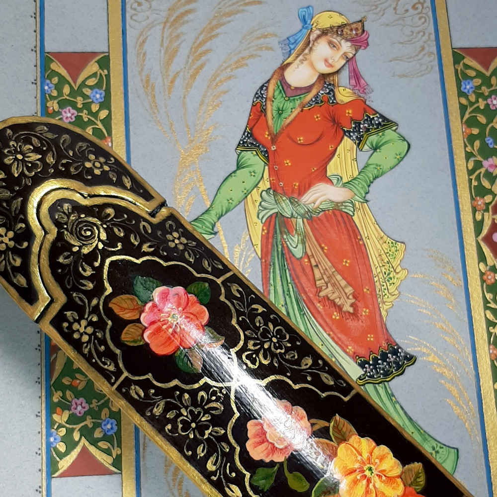 Wooden Pencil Box Handcrafted with Persian Khatamkari Art