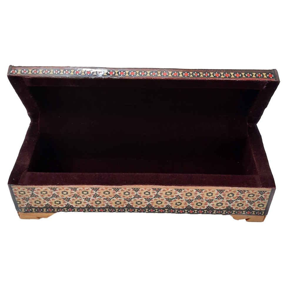 Wooden Pencil Box Handcrafted with Persian Khatamkari Art Eslimi